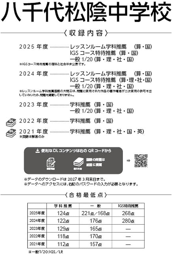 最新版 ＞ 八千代松陰中学校 2026年度版 【 過去問 3+2年分 】 八千代